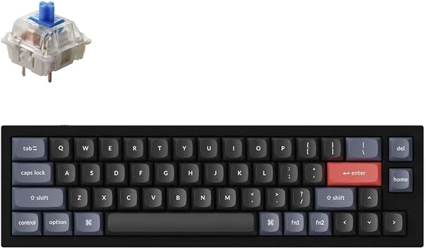 Keychron Q9 52-Key 40% Layout Enthusiast Mechanical Keyboard Wired QMK/Launcher Programmable Layers for Mac/Windows, Hot-Swappable Gateron G Pro Blue Switches, Aluminum Body, RGB, Black