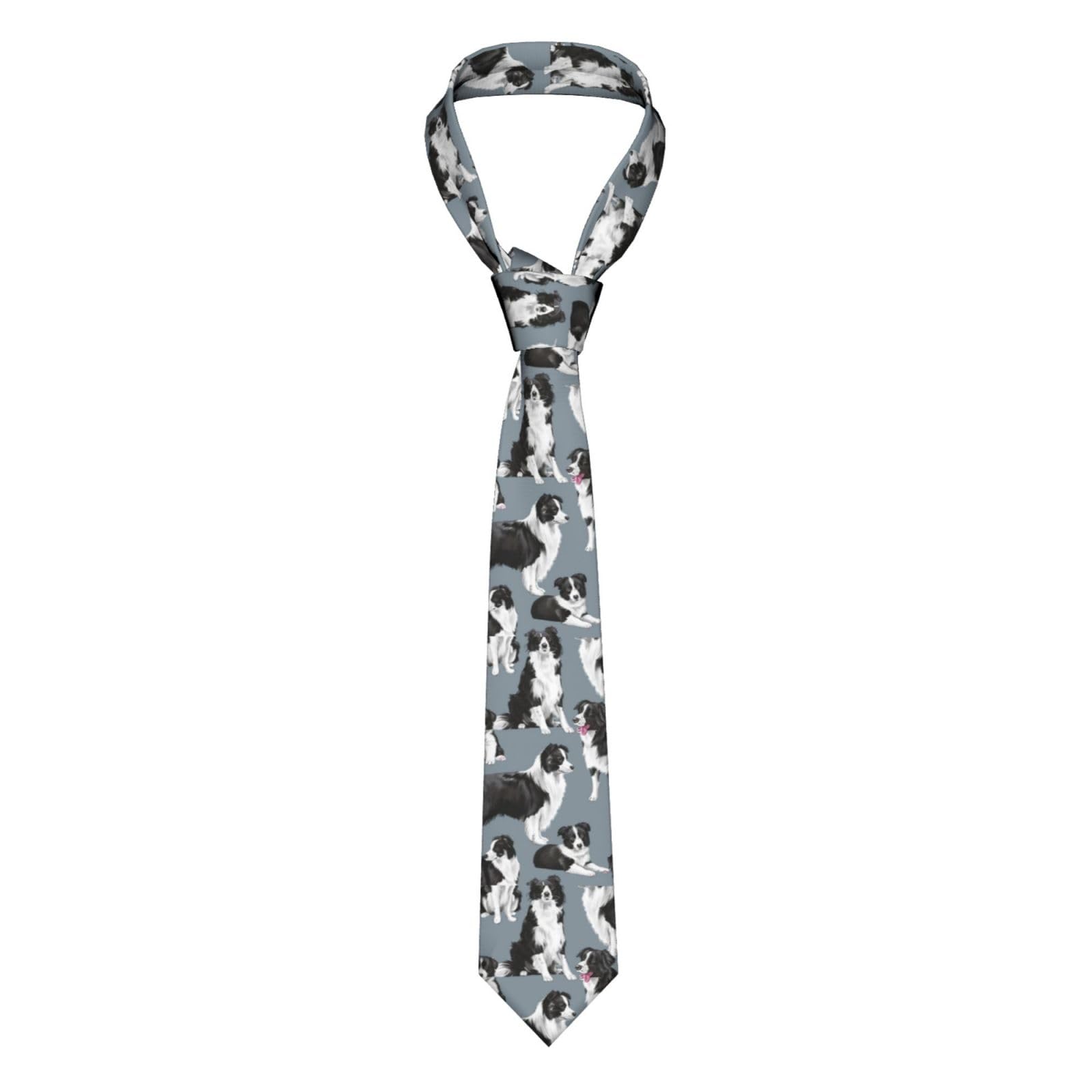 KONGNY Border Collies Blue Mens Ties Men's Neckties Polyester Novelty Skinny Tie For Wedding Party Groom Groomsmen
