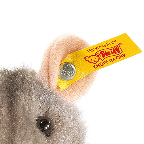 Steiff Piff Maus aufwartend - 10 cm - Kuscheltier für Kinder - Plüschmaus - waschbar - grau (056222)