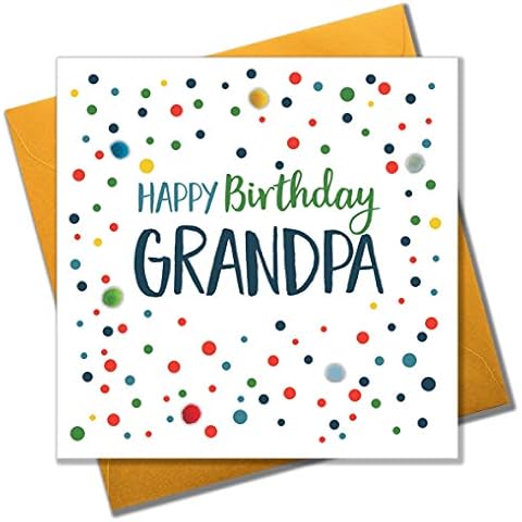 Pom PomHappy Birthday, Grandpa" Greeting Card", POM031, grey|green|yellow|oak Cover