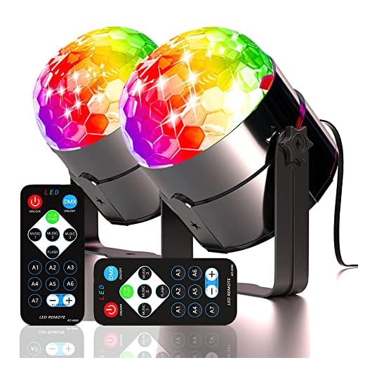 Disco Ball Lights, Party Dj Lights SPOOBOOLA Stage Lights Led 7Colors Effect Projector for Stage Lighting With Remote Control Sound Activated for Dancing Christmas Gift KTV Bar Concert Birthday …