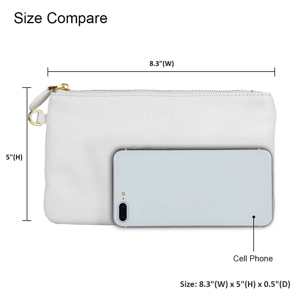 befen Bolso de mano de cuero para mujer, bolso de mano para teléfono celular, bolso de mano acolchado de piel de cordero con correa de muñeca y correa para el hombro