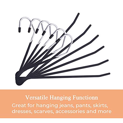 JS HANGER Non Slip Pants Hangers 20 Pack Open Ended Easy Slid Slacks Hangers, Durable Anti-Rust Space Saving Metal Jeans Hangers, Chrome and Black Friction