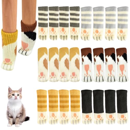 24 Pcs Cat Paw Chair Socks