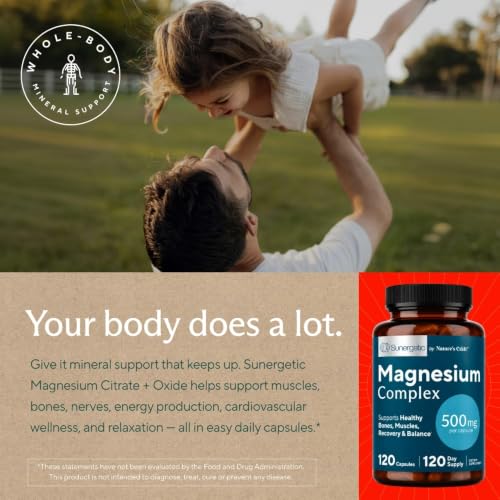 Image of Premium Magnesium Citrate Capsules - Powerful 500mg Magnesium Oxide & Citrate Supplement - Helps Support Healthy Bones, Muscles, Teeth, Energy & Relaxation - 120 Vegetable Capsules