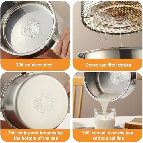 Bratopf, 304 Edelstahl -Fritteuse -Topf mit Siebkorb und Griff, Mini Herd Top Frittyer mit sichtbarem Deckel und Zange für Braten -Fisch -Garnelen -Pommes, Herd Top Fryer Mini Friteuse – Bild 8