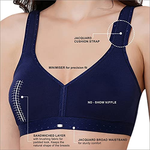 Image of SOIE Women Non Padded Non-Wired Full Coverage Stretch Cotton T-Shirt Bra