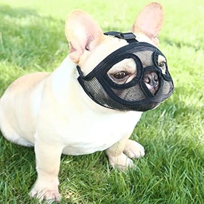 DZOZO Muzzle for Small Dog Short Snout Pet Mouth Cover Adjustable Breathable to Prevent Biting Eating Barking for Pekingese, Shih-Tzu, Pug Short Snout Dog Muzzle