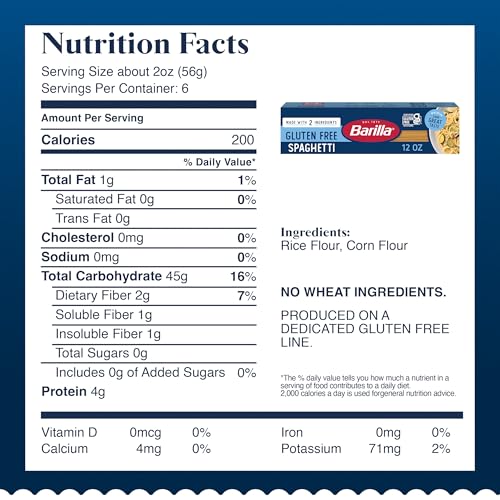 Image of BARILLA Gluten Free Spaghetti Pasta, 12 Ounce - Non-GMO Gluten Free Pasta Made with 2 Ingredients