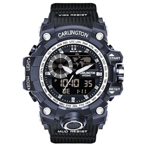 Image of Carlington Analog-Digital Sports Watch: Chronograph, Dual Time, Alarm, Stopwatch, Water-Resistant, Shock-Resistant, Back Light Display- The Perfect Watch for Men and Boys - CT3388