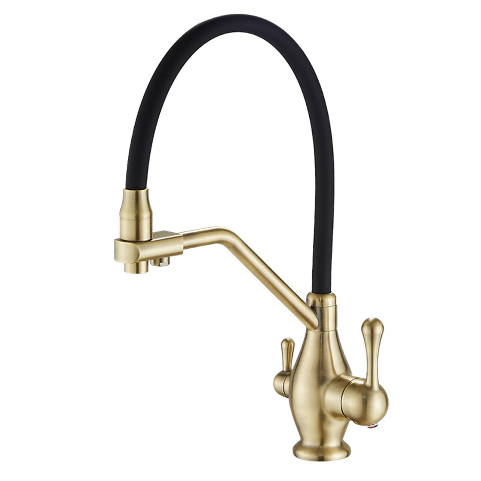 ZYCHSJXA Drinking Water Tap Bronze Retro Kitchen Mixer Swivel Spout Brass Taps Double Outlet Faucet