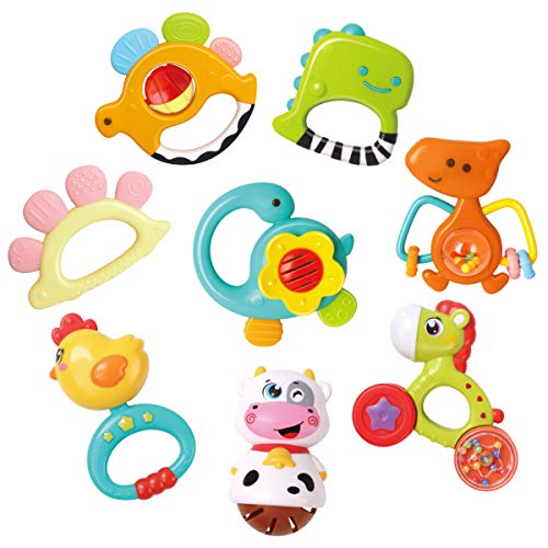 GILOBABY Baby Animal Rattle Teether, Shaker, Roll Rattle, Early Educational Toys for 3 6 9 12 18 Month Baby Infant Toddler