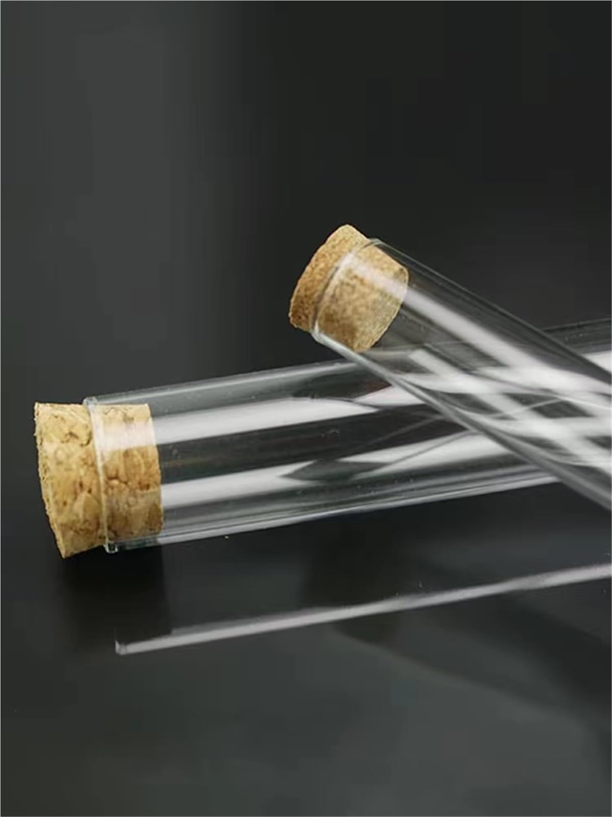 Laborglas mit rundem Boden, 10 x 100 mm, mit Korkverschluss, Laborglas, 100 Stück/Packung