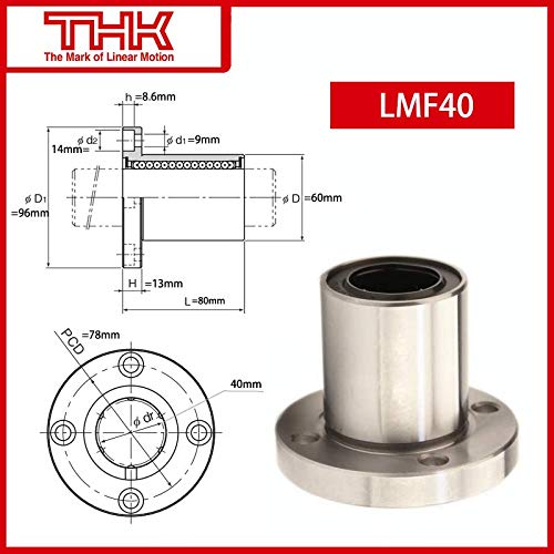 THK Linear Bearing LMF40 LMF40UU 40X60X80MM CNC Parts for Linear Shaft