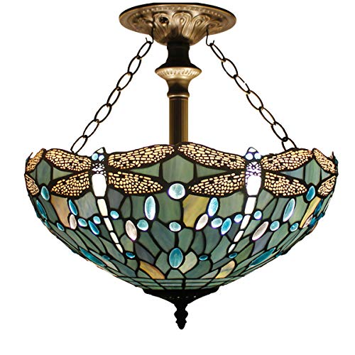 Image of WERFACTORY Tiffany Lampshade Replacement Only Stained Glass Lamp Shade 16 inch