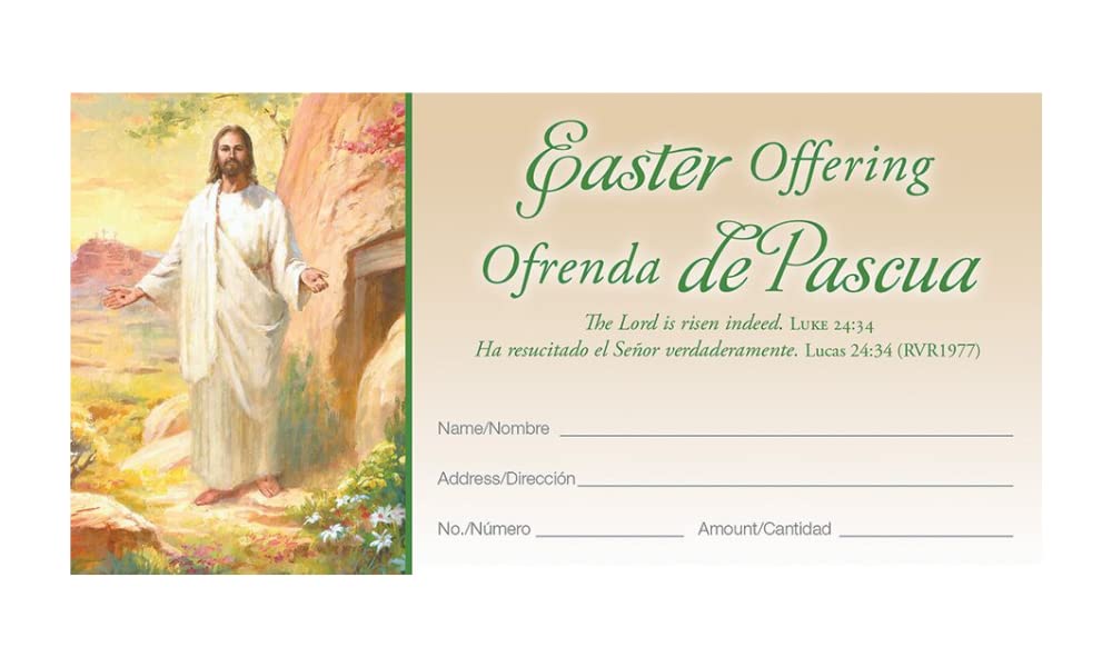 The Lord Is Risen Indeed Bilingual Offering Envelopes, 100
