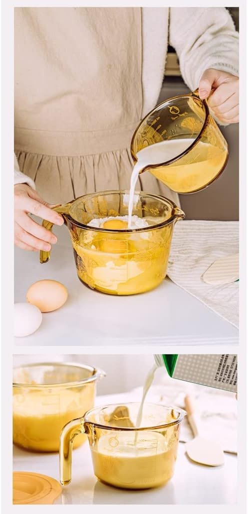 Glass Measuring Cup With Scale Milk Cup High Temperature Resistant Household Kitchen Baking Beaten Egg Cup Measuring Water Cup Cups (Size : 1000ML) (One Color 1000ML)