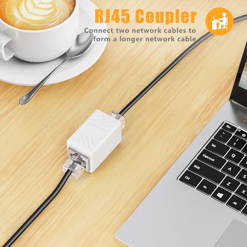 Uvital Phone Jack to Ethernet Adapter, RJ45 Female to RJ11 Male Adapter for Landline Telephone, with RJ45 to RJ11 Cable (RJ45 Coupler White + RJ45 to RJ11 Cable Black) - Thumbnail 7