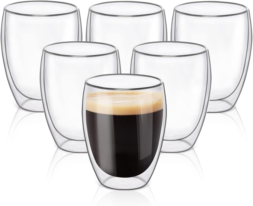 ZROY ENTERPRISE Heat Resistant Double Wall Glass Coffee Mugs Clear Insulated Coffee Glass, Cappuccino Cups, Latte Cups, Beverage Glasses (350 Ml Tumbler, 6) (B0CRRZ5J6V) Amazon Price History, Amazon Price Tracker