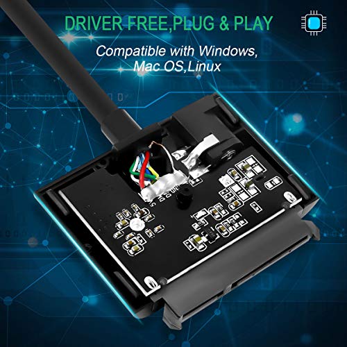 Adattatore da USB 3.0 a SATA, disco rigido da USB a SATA III BENFEI per disco rigido HDD/SSD da 2,5 pollici / 3,5 pollici e unità ottica SATA con adattatore di alimentazione 12V / 2A, supporto UASP