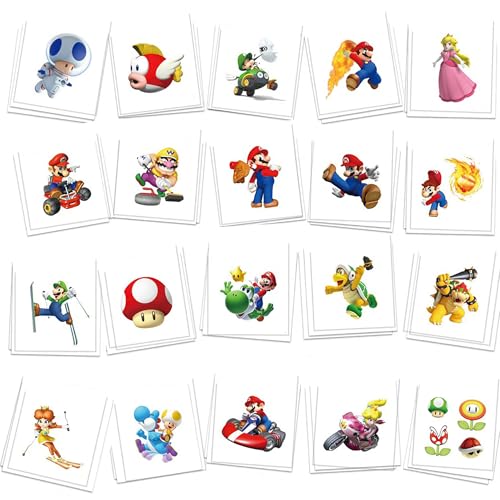 Mario Temporary Tattoos for Teen 60pcs Birthday Party Supplies Decoration Favors Cartoon Stickers for Boys Christmas Prizes