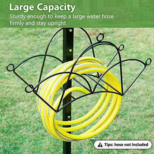 Rocinha Garden Hose Holder for Outside, Heavy Duty Metal Water Hose Holder Hanger, Detachable Hose Storage Stand Rack for Yard, Lawn, Bright Black - Thumbnail 4