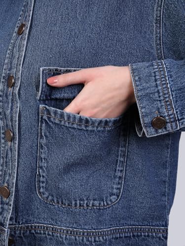 Image of Urbano Fashion Women's Relaxed Fit Full Sleeve Utility Denim Jacket