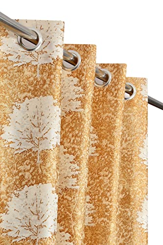 Image of Polyester Curtains 8 Feet Long Set of 2 for Door (Golden 4 ft x 8 ft)