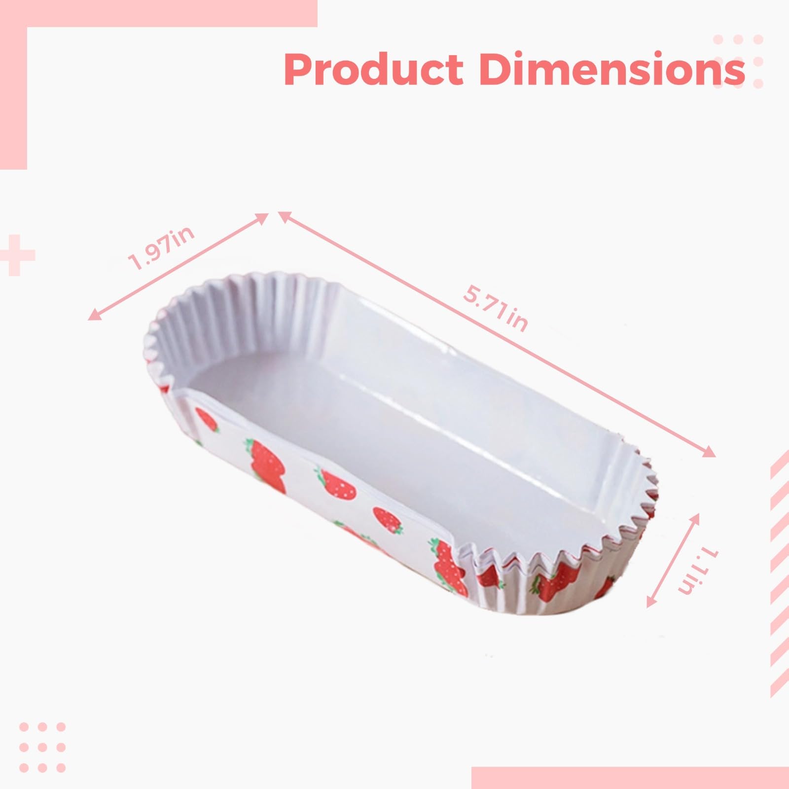 Lot de 100 barquettes alimentaires en papier à motif fraise, forme bateau, design frais et mignon, 14,5 x 5 x 2,5 cm, résistantes aux graisses, antiadhérentes, jetables, pour fêtes et mariages