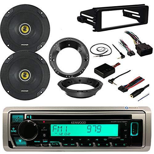 98-2013 Harley Kenwood KMR-M Marine Motorcycle ATV Bike Radio, Enrock Antenna with 2