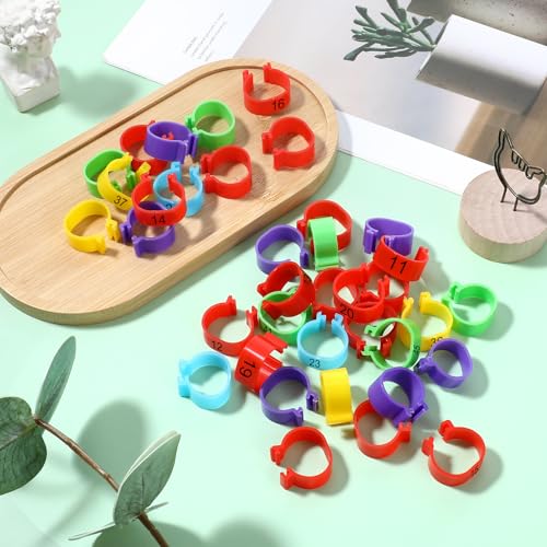 Wanmu 50 peças de faixas de perna de frango, 17 mm, 5 cores, 1-50 etiquetas de identificação numerad