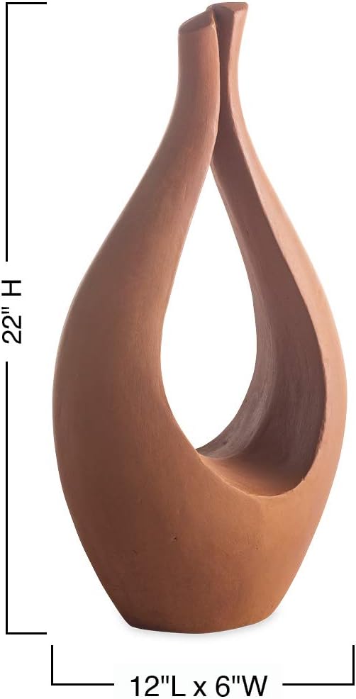 Vivaterra Indoor/Outdoor Zen Clay Modern Sculpture, 12”L x 6”W x 22”H, Outdoor Art for The Garden, Yard Sculpture,Outdoor Terracotta Zen Art for a Meditation Garden
