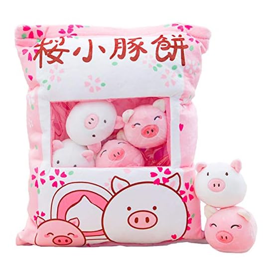 
                            REFAHB Cute Throw Pillow Stuffed Animal Toys Removable Fluffy Piggy Creative Gifts for Teens Girls Kids
                        