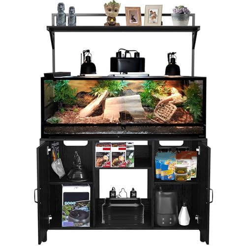 gdlf reptile tank stand terrarium stand with cabinet for accessories storage 4834 x 2434 tabletop fits up to 120 gallon bearded dragon reptile terrariumturtle tank