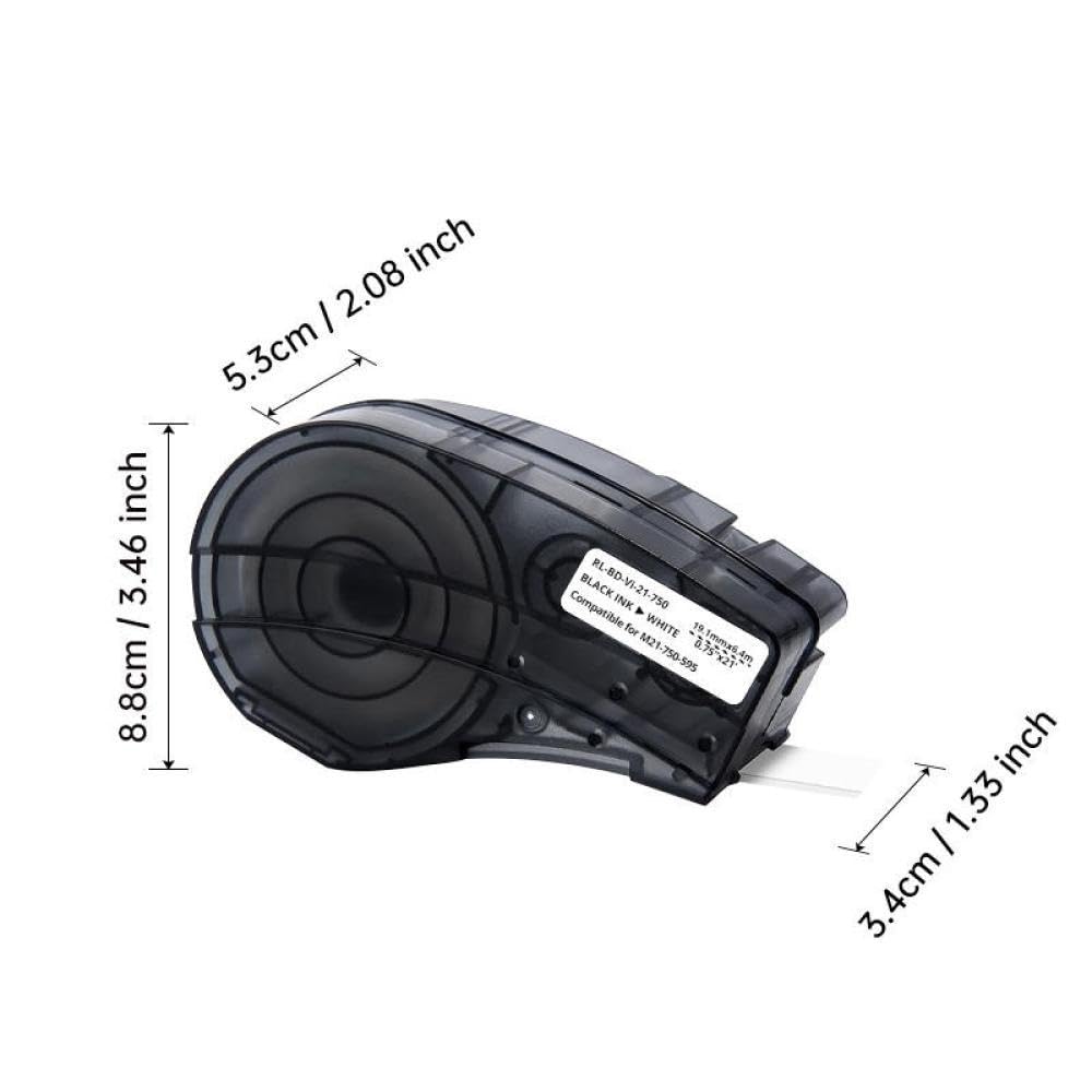 Rotolo di etichette da 3/4 pollici nero su bianco compatibile con BMP21-PLUS BMP21-LAB0 M210 M211 M210-LAB M21-750-595-WT