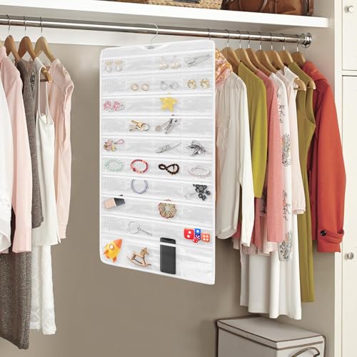 Linkstyle 80 Taschen Schmuck Organizer Hängend, Doppelseitige Reise Schmuckrolle, Schmuckhalter mit Haken, 1 Stück