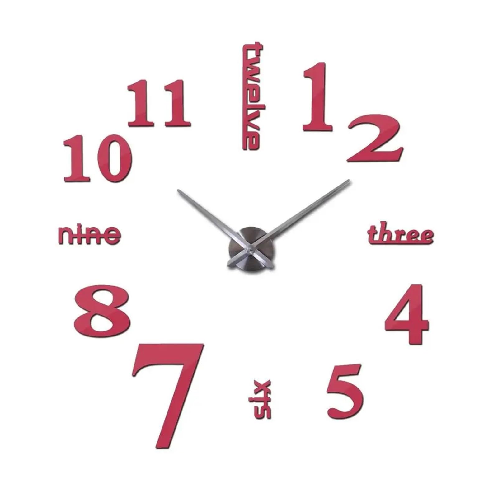VFDVSWZSA Stylish wall clock, Mirror Wall Clock 3d Big Quartz Watch Clocks Living Room Home Decoration Stickers(Pink,37inch)