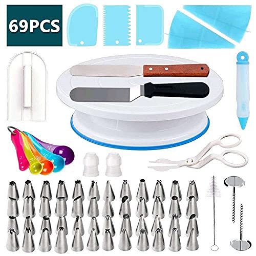 Kit de herramientas para decoración de pasteles, mesa giratoria, boquilla de tubería, bolsa de tuberías, conjunto de suministros para hornear, juegos de suministros de horneado
