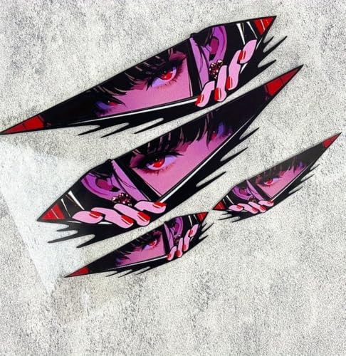 4 Pcs Car Stickers - Cool Anime Vinyl Sticker, Peeking car Decals, Funny Stickers - Anime Stickers - Waterproof Bumper Stickers for Cars, Truck, Motorcycle, Wall, Window and Laptop image 5