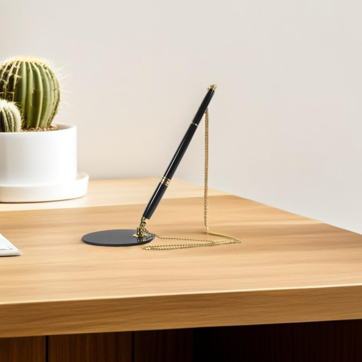 Générique 2 Pièces Stylos à Sécuriser Support de Bureau de Stylos Noirs avec Cordon pour Accueil Bureau École à Élégant et
