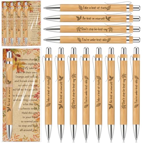 Stylo à bille en bambou Sayglossy et feutres de motivation pour le bureau, lot de 12