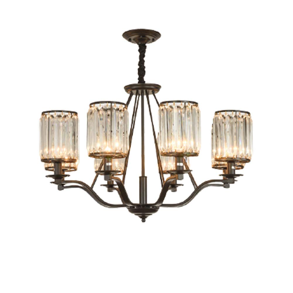 Daoke Chandelier, Crystal Chandelier Directed Ceiling Light Living Room Bedroom Dining Room Entryway Warm Light Black 83 × 56 cm Ceiling Light