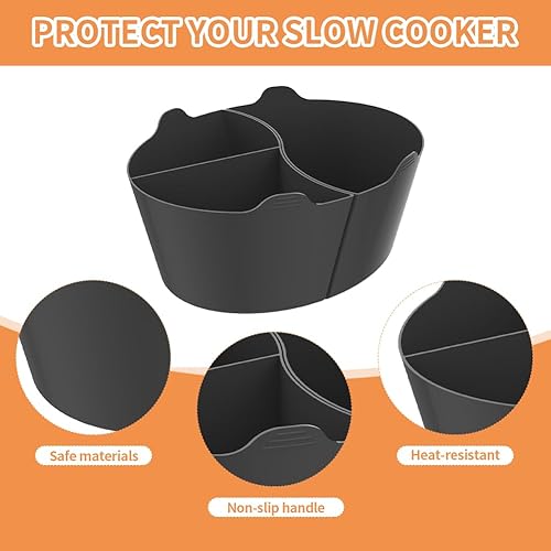 Miniatura 4 de Jaeskeclip Revestimiento de silicona para ollas de barro, revestimientos de olla de cocción lenta, separadores de ollas de silicona, con tres