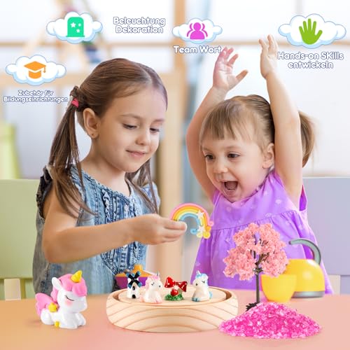 Dislocati DIY Nachtlicht Bastelset für Kinder - Personalisierbares Set ab 3-12 Jahre | Kinderzimmer-Deko mit 10+ Holzzubehörteilen & LED-Beleuchtung | Kreatives Geschenk für Kinder (Einhorn)