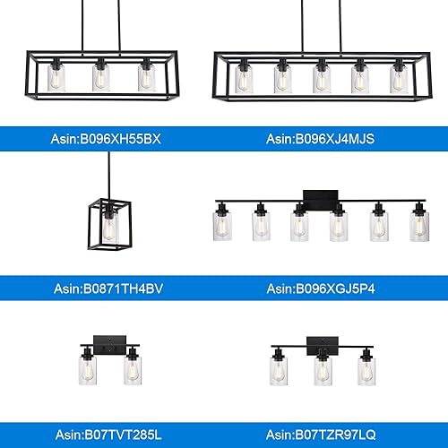 Miniatura 7 de MELUCEE Candelabro industrial de 36.2 pulgadas de longitud para isla de cocina, 5 luces rectangulares para comedor, accesorios de iluminación