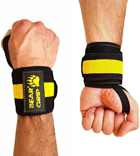 BEAR GRIP - Premium weight lifting wrist support wraps, (Sold in pairs)