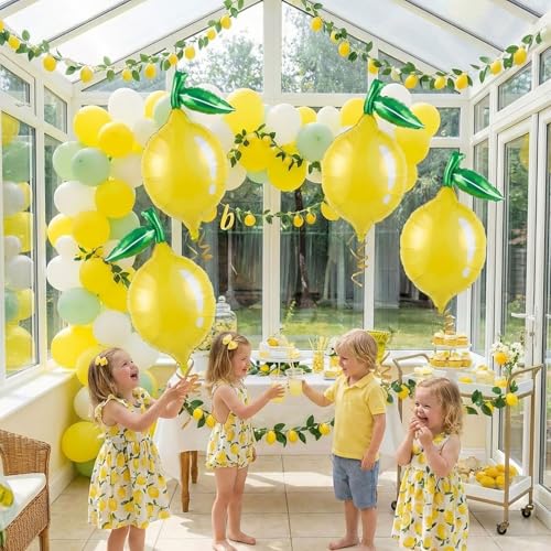 Lemon foil Balloons Summer lemonade with leaves Balloons for Fruit theme birthday she found her main squeeze Bridal Shower Sweet Baby shower Lemonade Centerpiece amalfi coast wedding decorations by kozee - Image 3