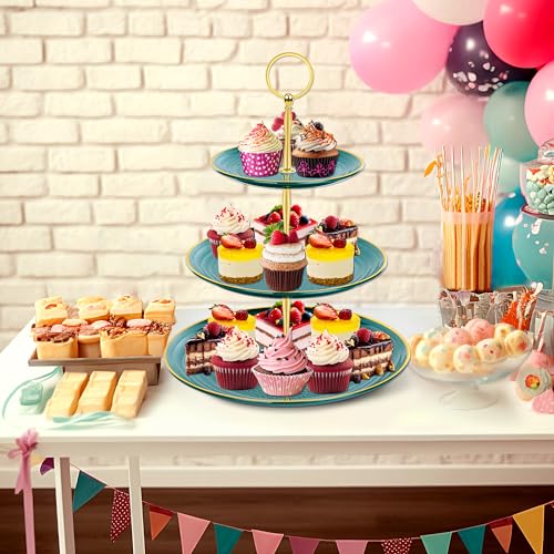 Présentoir à cupcakes 3 étages vert PinCute pour buffet et pâtisseries - 7