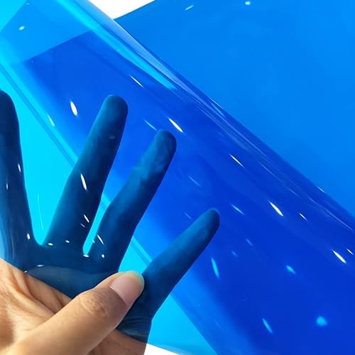 Miniatura 2 de HYANG - Hojas de vinilo holográfico de piel sintética de PVC transparente azul supertransparente, 1 rollo de 12 x 47 pulgadas (11.8 in x 47.2 in)