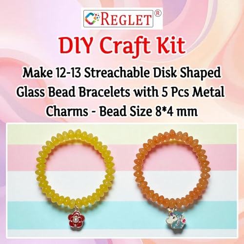 Image of 5 Pcs Charms + 480 Pcs Disk Shaped Glass Beads for Jewellery Making Kit - Glass Beads for Bracelet Making Kit - Bead Craft - 8 * 4mm